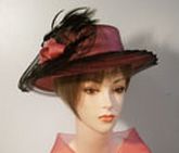 Canotier sizal garni crin plissé plume eventail