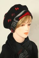 Béret laine bouillie 2 tons garni papillon